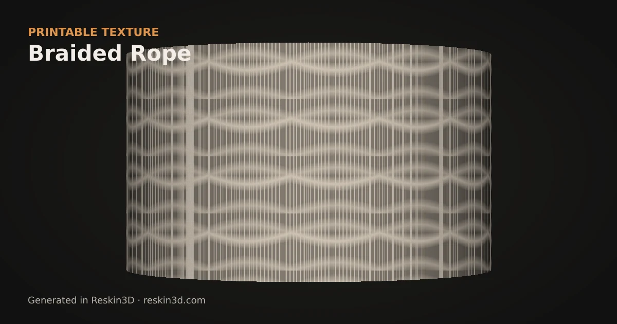 Braided Rope texture previewed as relief on a cylinder