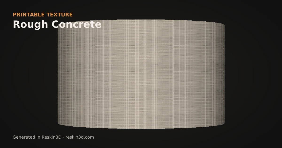 Rough Concrete texture previewed as relief on a cylinder
