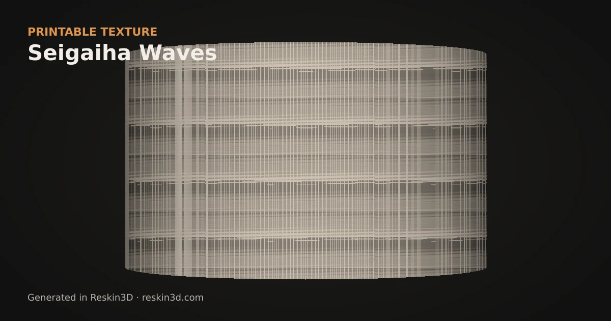 Seigaiha Waves texture previewed as relief on a cylinder
